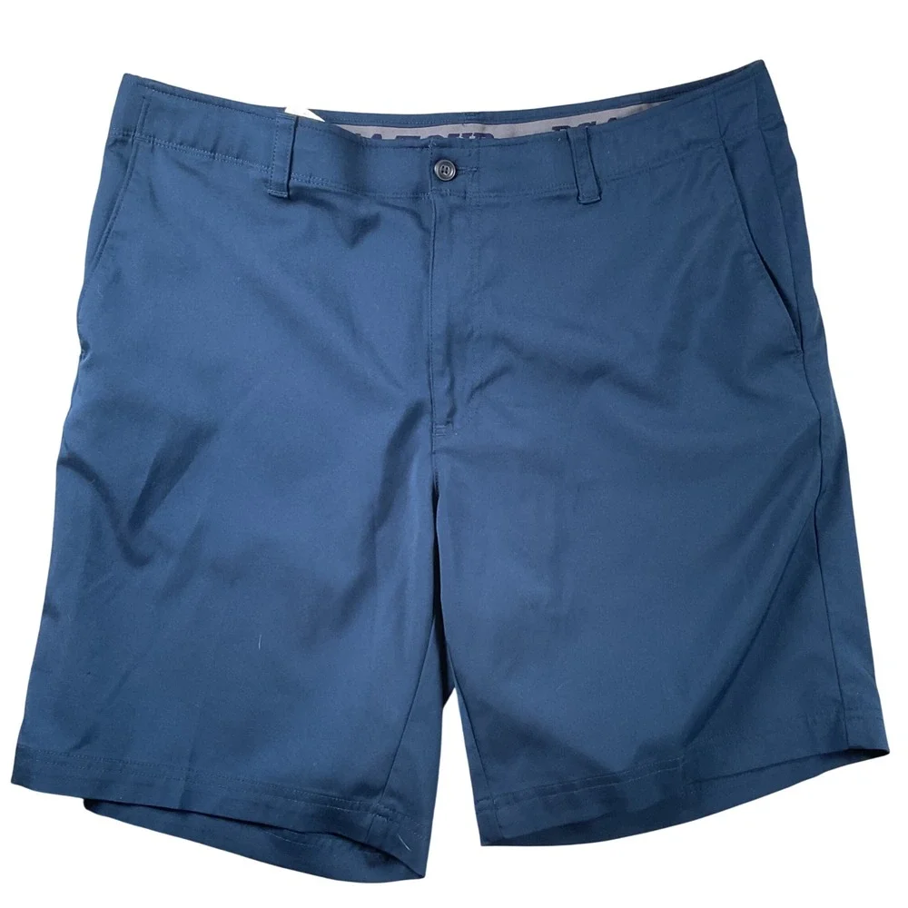 2 PGA TOUR Mens Golf Shorts Blue  Grey Flat Front‎ Stretch Performance Sz 38